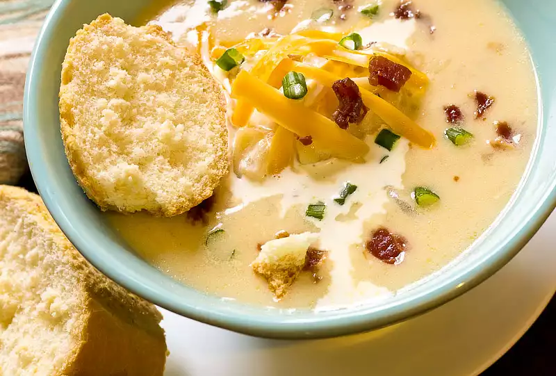 Creamy Baked Potato Soup with Bacon and Cheddar