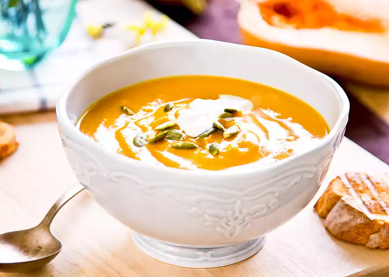 Creamy Squash, Apple, and Corn Bisque