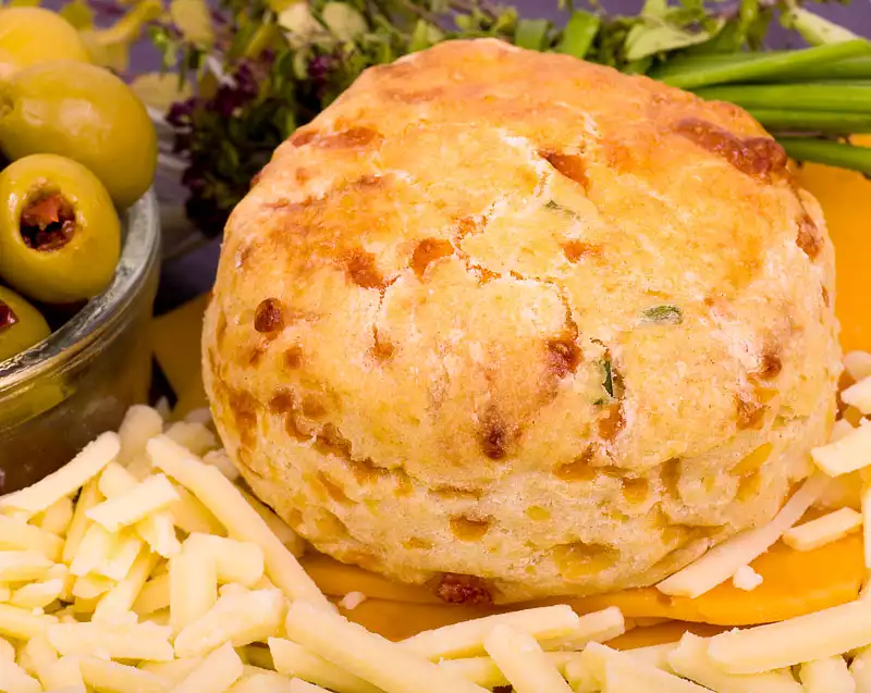 Cheese Chive Biscuits with Garlic Butter