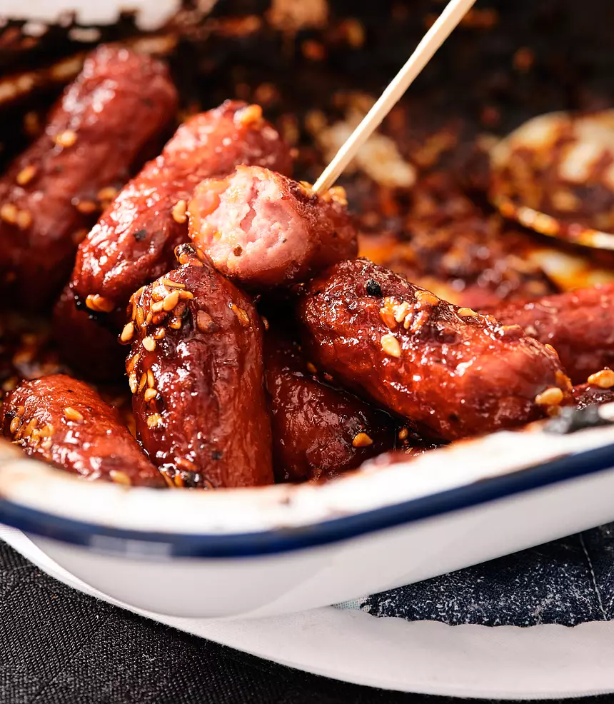 Roasted Korean Sticky Cocktail Sausages