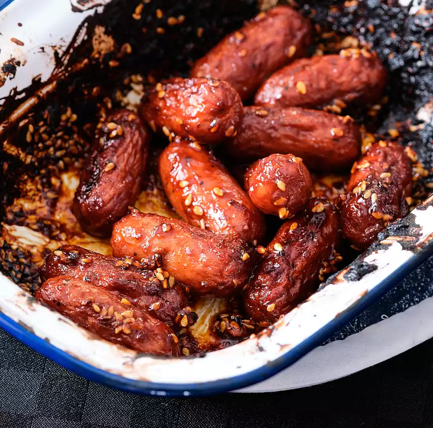 Roasted Korean Sticky Cocktail Sausages