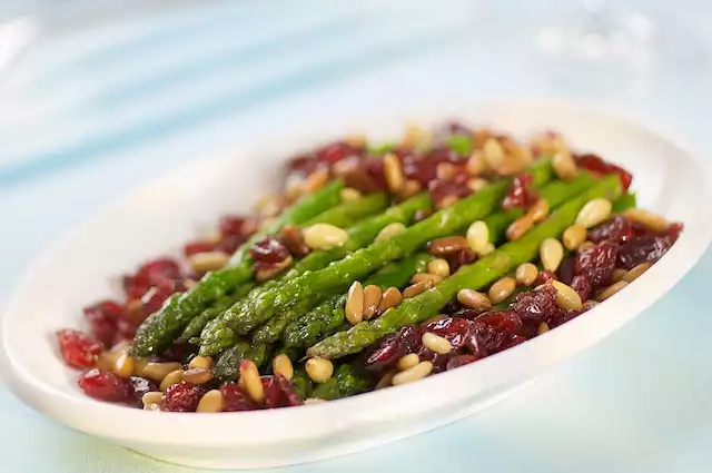 Asparagus with Cranberries and Pine Nuts 