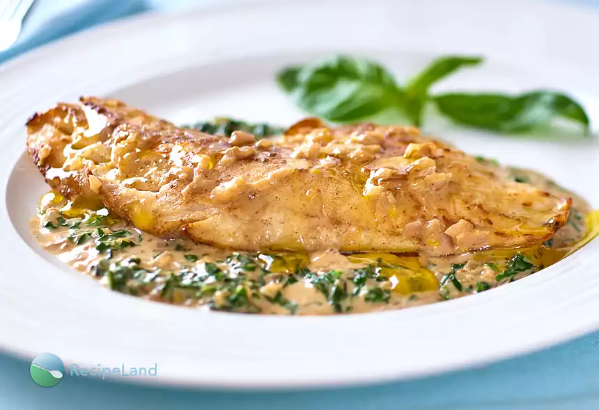 Snapper with Basil Cream Sauce