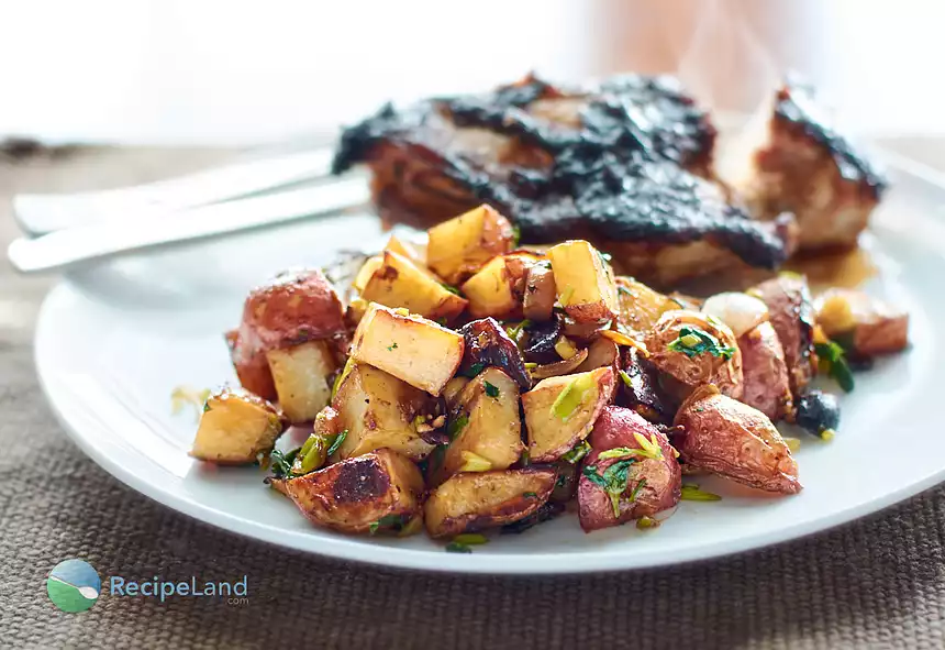 Garlic and Soy Roasted Potatoes with Scallions 
