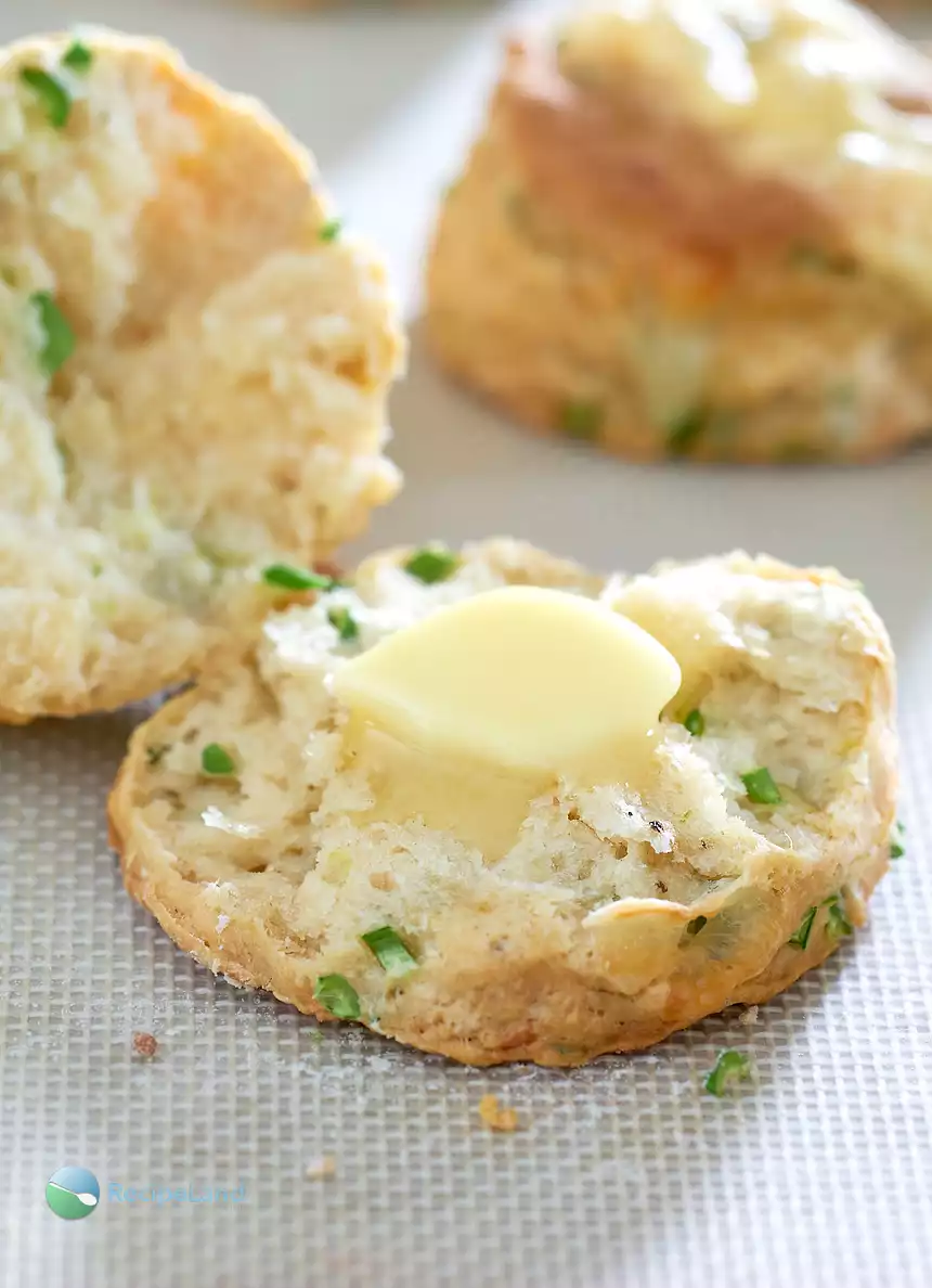 Flaky Garlic Scape Buttermilk Biscuits with Swiss Cheese