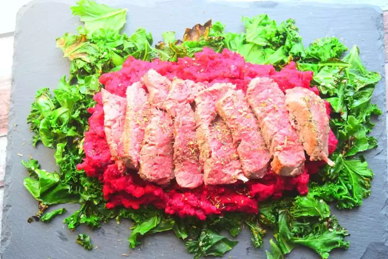 Steak with Beetroot Mash