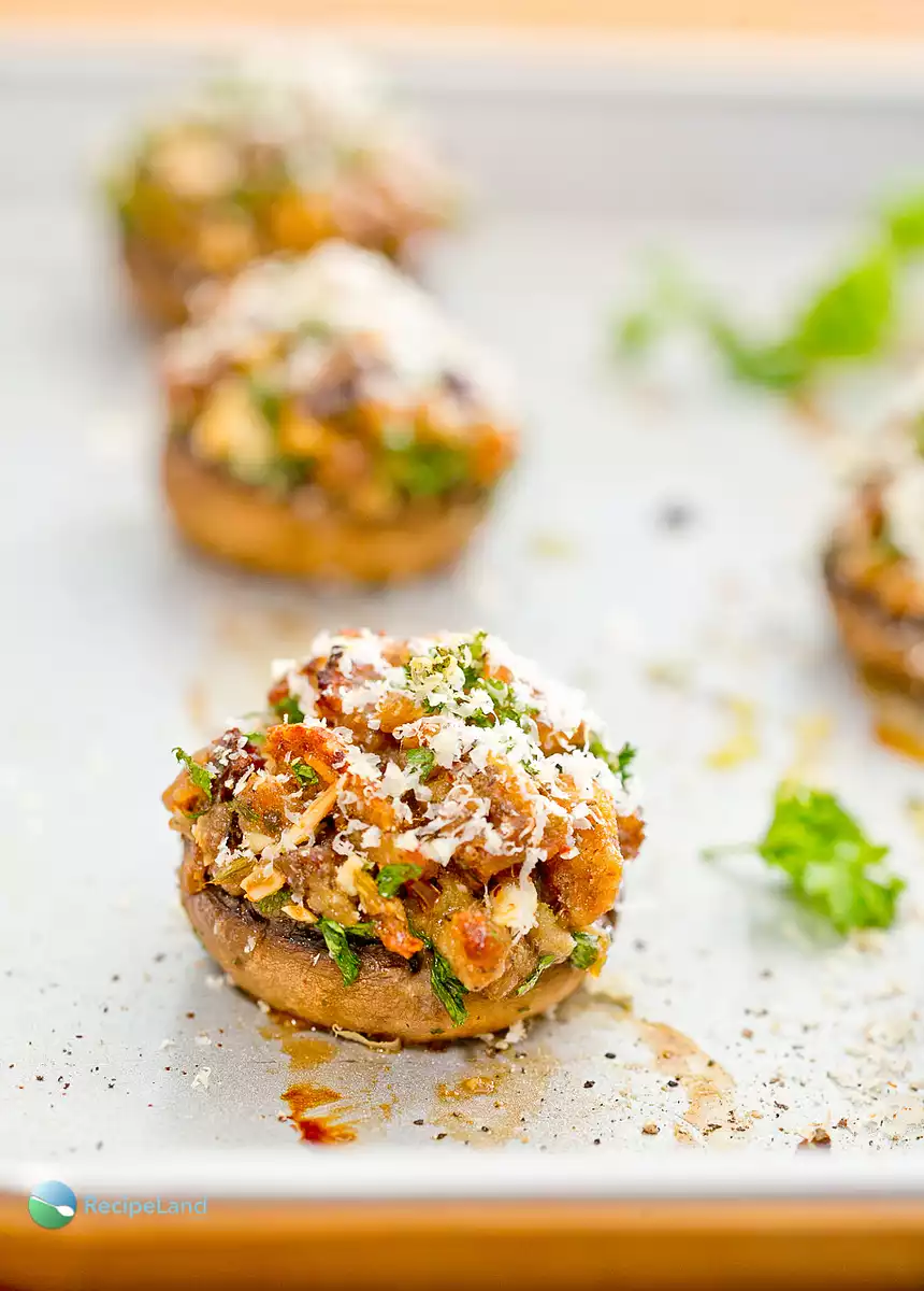 Leftover Stuffing Stuffed Mushrooms