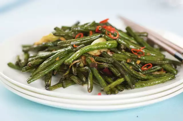 Stir-fried Long Beans with Red Chile and Garlic