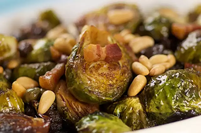 Brussels Sprouts with Pancetta, Pine Nuts and Raisins