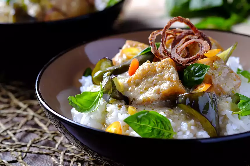 Tofu and Eggplant Green Curry