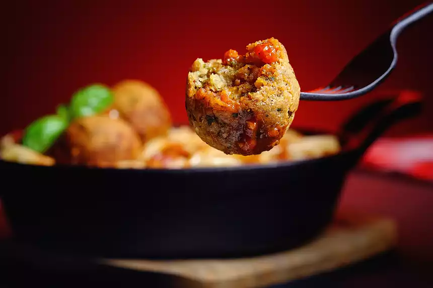 Spaghetti Marinara with Chickpea “Meatballs”