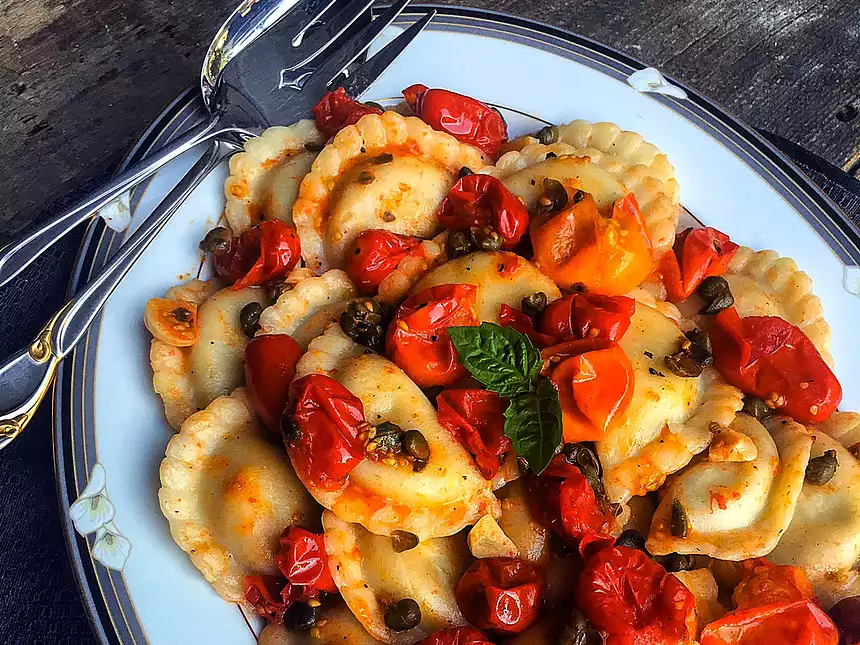 Roasted Cherry Tomato & Garlic Perogies