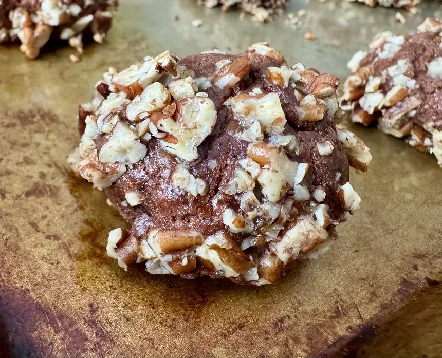 Close-up of Chocolate Bourbon Bite cookies