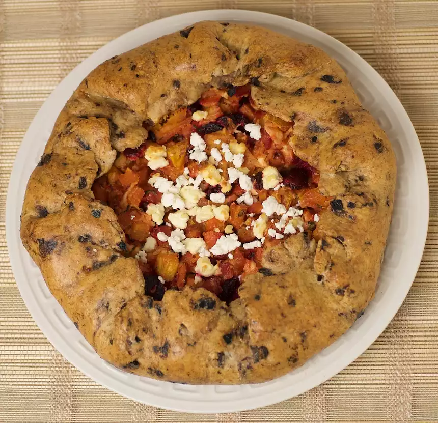 Roasted Root Vegetable Galette with Black Olives