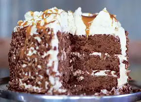 Apple-Spice Layer Cake with Caramel Swirl Icing 