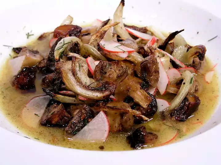 Roasted Mushroom and Fennel Salad with Radishes and Citrus Dressing