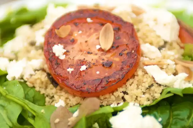 Fried Tomatoes with Mint Couscous