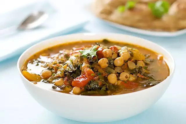 Chickpea, Kale and Tomato Soup with Cilantro