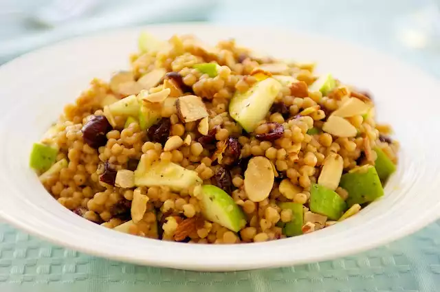 Israeli Couscous, Apple and Cranberry Salad with Toasted Almonds