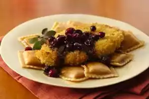 Turkey Scallopini and Squash Ravioli with Cranberry Brown Butter