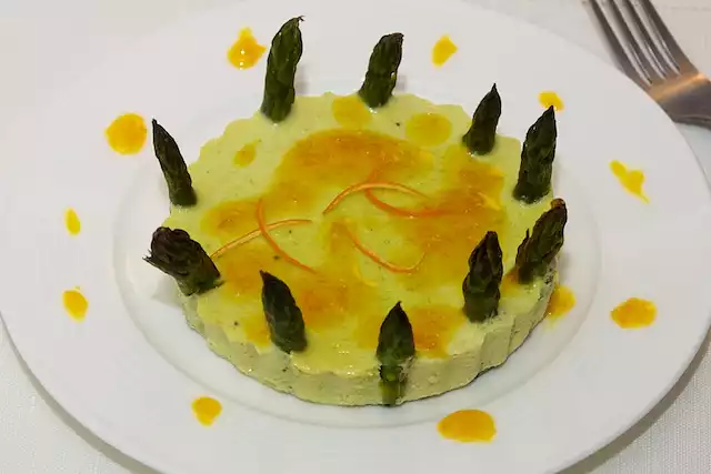 Asparagus Chicken Mousse with Orange Butter